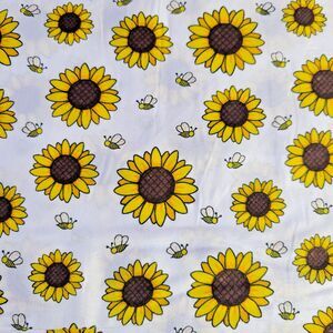 Sunflowers Honey Bees 4pc QUEEN Sheets Set Harvest Fall Sunflower Field Garden